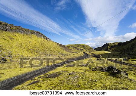 "Road through the mountains in the highlands, Southern Region, Iceland, Europe" View Large Photo Image Picture - "Road through the mountains in the highlands, Southern Region, Iceland, Europe". Fotosearch