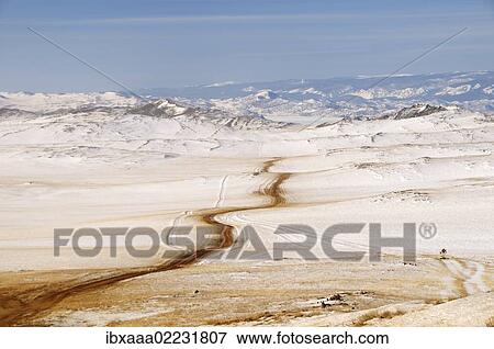 "Road through winter landscape, Olkhon island, Lake Baikal, Siberia, Russia, Eurasia, Europe" View Large Photo Image Stock Photo - "Road through winter landscape, Olkhon island, Lake Baikal, Siberia, Russia, Eurasia, Europe". Fotosearch