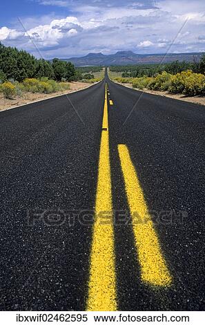 "Road with a yellow line markings, Arizona, USA" View Large Photo Image Stock Photography - "Road with a yellow line markings, Arizona, USA". Fotosearch