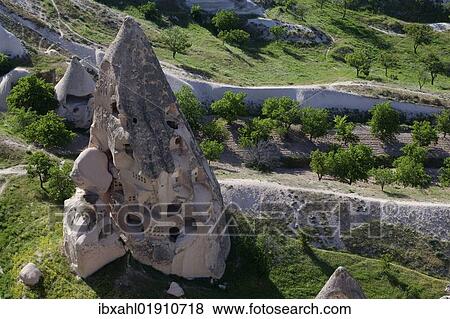 Stock Photo - "Rock dwelling, Uchisar, Cappadocia, Turkey, Asia". Fotosearch