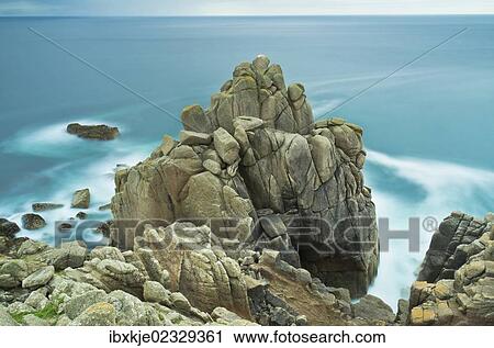 Stock Image - "Rock formation in Porthgwarra, Cornwall, England, United Kingdom, Europe". Fotosearch