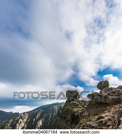 Picture - "Rock formation, mountain scenery, L'Ospedale, Alta Rocca, Corsica, France, Europe". Fotosearch