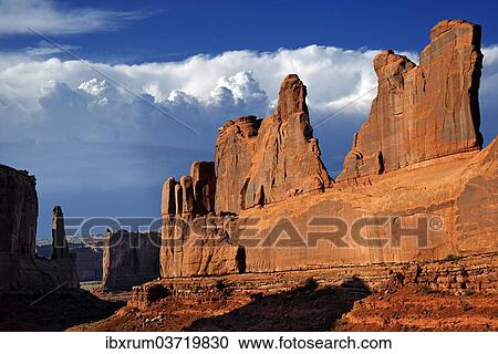 "Rock formation of the Courthouse Towers, Arches-Nationalpark, near Moab, Utah, United States, North America" View Large Photo Image Stock Image - "Rock formation of the Courthouse Towers, Arches-Nationalpark, near Moab, Utah, United States, North America". Fotosearch