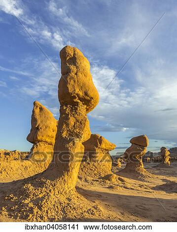 "Rock formations in the evening light, Goblin Valley State Park, Green River, Utah, United States, North America" View Large Photo Image Stock Image - "Rock formations in the evening light, Goblin Valley State Park, Green River, Utah, United States, North America". Fotosearch