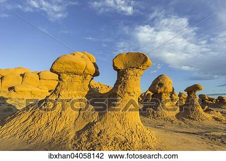 "Rock formations in the evening light, Goblin Valley State Park, Green River, Utah, United States, North America" View Large Photo Image Stock Image - "Rock formations in the evening light, Goblin Valley State Park, Green River, Utah, United States, North America". Fotosearch