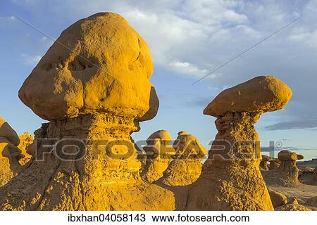 "Rock formations in the evening light, Goblin Valley State Park, Green River, Utah, United States, North America" View Large Photo Image Stock Image - "Rock formations in the evening light, Goblin Valley State Park, Green River, Utah, United States, North America". Fotosearch