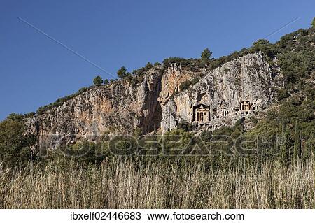 "Rock tombs of the ancient city of Kaunos, Dalyan, Turkey, Asia" View Large Photo Image Stock Image - "Rock tombs of the ancient city of Kaunos, Dalyan, Turkey, Asia". Fotosearch