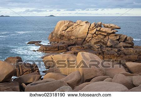 "Rocks in the evening light, Cote de Granit Rose, Brittany, France, Europe" View Large Photo Image Stock Image - "Rocks in the evening light, Cote de Granit Rose, Brittany, France, Europe". Fotosearch