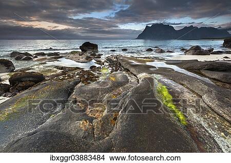 "Rocks on Utakleiv beach, Haukland, Vestvagoya, Lofoten, Nordland, Norway, Europe" View Large Photo Image Picture - "Rocks on Utakleiv beach, Haukland, Vestvagoya, Lofoten, Nordland, Norway, Europe". Fotosearch