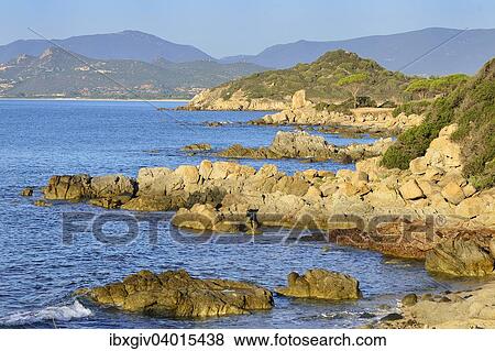 Stock Photo - "Rocky coast at Capo Ferrato, Costa Rei, Province of Cagliari, Sardinia, Italy, Europe". Fotosearch