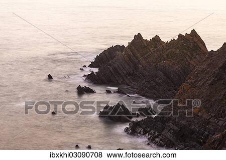 Stock Photo - "Rocky coast, Hartland Quay, Hardland, Devon, England, United Kingdom, Europe". Fotosearch