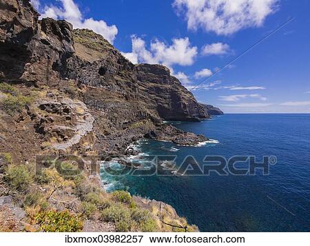"Rocky coastline on the Camino del Poris, Pirate's Cove, Tijarafe, La Palma, Canary Islands, Spain, Europe" View Large Photo Image Stock Photo - "Rocky coastline on the Camino del Poris, Pirate's Cove, Tijarafe, La Palma, Canary Islands, Spain, Europe". Fotosearch