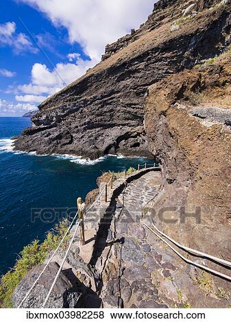 "Rocky coastline on the Camino del Poris, route to Pirate's Cove, Tijarafe, La Palma, Canary Islands, Spain, Europe" View Large Photo Image Stock Photo - "Rocky coastline on the Camino del Poris, route to Pirate's Cove, Tijarafe, La Palma, Canary Islands, Spain, Europe". Fotosearch