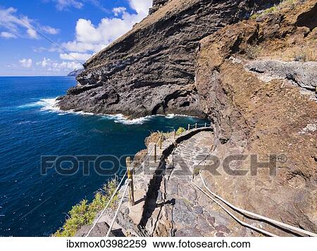 "Rocky coastline on the Camino del Poris, route to Pirate's Cove, Tijarafe, La Palma, Canary Islands, Spain, Europe" View Large Photo Image Stock Photo - "Rocky coastline on the Camino del Poris, route to Pirate's Cove, Tijarafe, La Palma, Canary Islands, Spain, Europe". Fotosearch