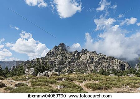 Stock Image - "Rocky mountain landscape, Col de Bavella, Bavella Massif, Corsica, France, Europe". Fotosearch