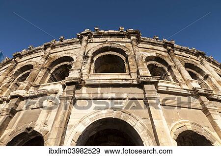 Stock Photo - "Roman Arena of Nimes, built in the first century AD, Nimes, Languedoc-Rousillon, France, Europe". Fotosearch