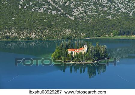 Stock Photo - "Roman Catholic Franciscan monastery Visovac, Krka National Park, Sibenik-Knin, Dalmatia, Croatia, Europe". Fotosearch