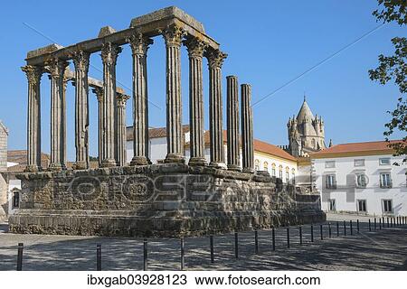 "Roman temple of Diana in front of the Santa Maria Cathedral, Evora, Unesco World Heritage Site, Alentejo, Portugal, Europe" View Large Photo Image Stock Image - "Roman temple of Diana in front of the Santa Maria Cathedral, Evora, Unesco World Heritage Site, Alentejo, Portugal, Europe". Fotosearch