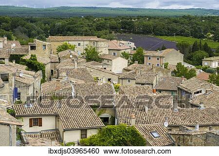 Stock Image - "Roofs, Grignan, Departement Drome, Rhone-Alpes, Provence, France, Europe". Fotosearch