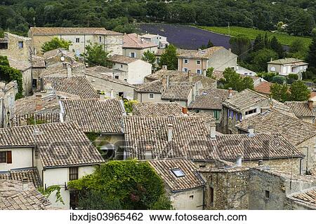 Stock Image - "Roofs, Grignan, Departement Drome, Rhone-Alpes, Provence, France, Europe". Fotosearch