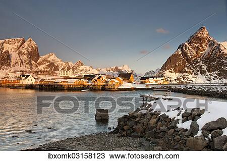 "Rorbuer, traditional wooden houses, rugged mountains, Reine, Lofoteninsel Moskenesoya, Moskenesoya, Moskenesoy, Lofoten, Nordland, Norway, Europe" View Large Photo Image Stock Image - "Rorbuer, traditional wooden houses, rugged mountains, Reine, Lofoteninsel Moskenesoya, Moskenesoya, Moskenesoy, Lofoten, Nordland, Norway, Europe". Fotosearch
