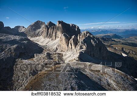 Stock Image - "Rosengarten Group, Fallwand, Dolomites, Trentino, Italy, Europe". Fotosearch