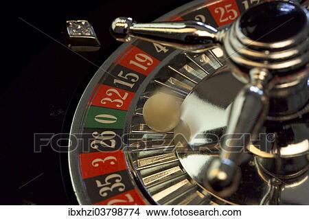 Picture - Roulette wheel with rotating ball. Fotosearch