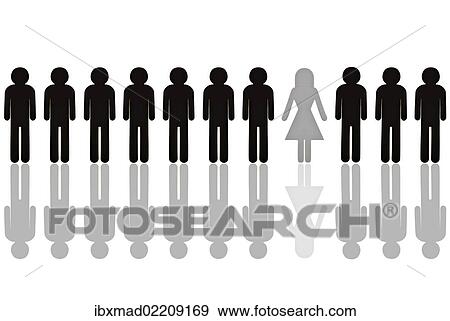 "Row of black male pictogram figures with a single grey female figure, symbolic image for a women's quota" View Large Photo Image Stock Photo - "Row of black male pictogram figures with a single grey female figure, symbolic image for a women's quota". Fotosearch