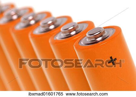 Row of orange batteries View Large Photo Image Stock Photography - Row of orange batteries. Fotosearch