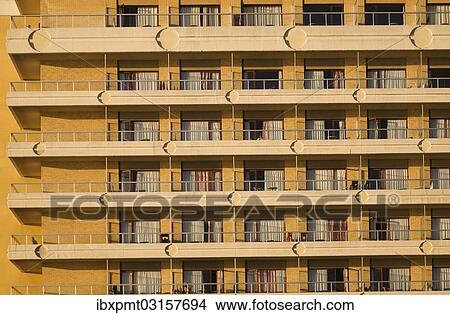 Picture - "Rows of balconies on a building, Torremolinos, Malaga province, Andalusia, Spain, Europe". Fotosearch