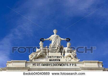Stock Photo - "Rua Augusta Arch triumphal arch at the Praca do Comercio square, Baixa, Lisbon, Portugal, Europe". Fotosearch