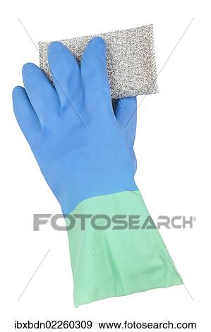 Rubber glove and scouring pad View Large Photo Image Stock Photo - Rubber glove and scouring pad. Fotosearch