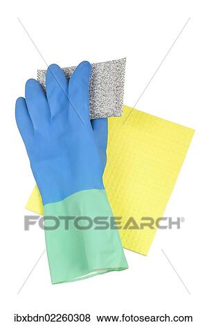 "Rubber glove, sponge cloth and scouring pad" View Large Photo Image Stock Photo - "Rubber glove, sponge cloth and scouring pad". Fotosearch