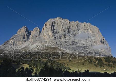 Stock Image - "Rugged and steep cliffs, Sassolungo Mountain, Dolomites, Alto Adige, Italy, Europe". Fotosearch