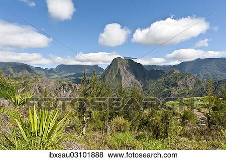 "Rugged mountain landscape, Agave (Agave) at the front, Cirque de Salazie, Hell-Bourg, Reunion" View Large Photo Image Stock Photo - "Rugged mountain landscape, Agave (Agave) at the front, Cirque de Salazie, Hell-Bourg, Reunion". Fotosearch