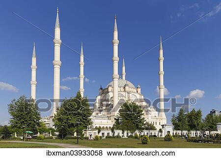 Stock Photo - "Sabanci Central Mosque, Sabanci Merkez Camii, the largest mosque in Turkey, Merkez Park, Adana, Cukurova, Mediterranean, Turkey, Asia". Fotosearch