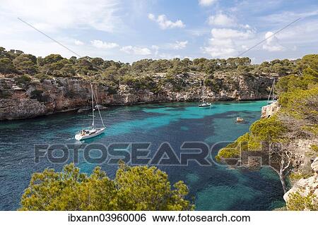 "Sailing boat in the bay, Cala Pi, Majorca, Balearic Islands, Spain, Europe" View Large Photo Image Stock Photograph - "Sailing boat in the bay, Cala Pi, Majorca, Balearic Islands, Spain, Europe". Fotosearch