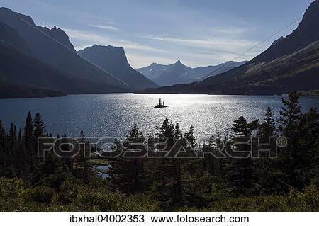 Stock Image - "Saint Mary Lake, Glacier National Park, Montana, United States, North America". Fotosearch