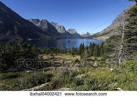 "Saint Mary Lake, Glacier National Park, Montana, United States, North America" View Large Photo Image Stock Image - "Saint Mary Lake, Glacier National Park, Montana, United States, North America". Fotosearch