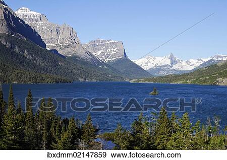 "Saint Mary's Glacier Lake, Little Chief Mountain, Fusillade Mountain, Glacier National Park, Rocky Mountains, Montana, USA" View Large Photo Image Stock Photo - "Saint Mary's Glacier Lake, Little Chief Mountain, Fusillade Mountain, Glacier National Park, Rocky Mountains, Montana, USA". Fotosearch