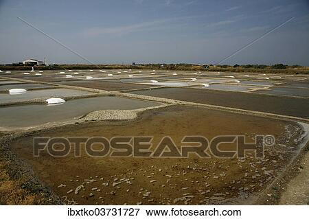 Stock Photo - "Salt farm, Noirmoutier-en-lâ€™Ile, Ile de Noirmoutier, Pays de la Loire, France, Europe". Fotosearch