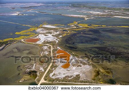 "Salt patterns on the surface of salt marshes, brackish water area with colourful old salines, near Aigues-Mortes, Saintes-Maries-de-la-Mer, Camargue, Provence-Alpes-Cote d'Azur, France, Europe" View Large Photo Image Stock Photo - "Salt patterns on the surface of salt marshes, brackish water area with colourful old salines, near Aigues-Mortes, Saintes-Maries-de-la-Mer, Camargue, Provence-Alpes-Cote d'Azur, France, Europe". Fotosearch