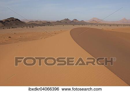 Stock Photograph - "Sand dunes on the border with Algeria, Sahara, southern Morocco, Morocco, Africa". Fotosearch