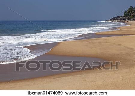 Stock Photo - "Sandy beach, Somatheeram Beach, Malabarian Coast, Malabar, Kerala, India, Asia". Fotosearch