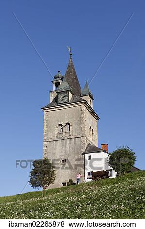 Stock Photo - "Schichtturm tower, Eisenerz, Upper Styria, Styria, Austria, Europe, PublicGround, Europe". Fotosearch