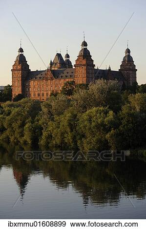 Stock Photo - "Schloss Johannisburg castle on the banks of the Main river, Aschaffenburg, Hesse, Germany, Europe". Fotosearch