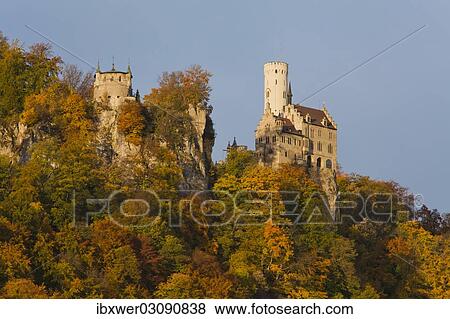 "Schloss Lichtenstein Castle in autumn, autumn forest, Honau, Schwabische Alb, Baden-Wurttemberg, Germany, Europe" View Large Photo Image Stock Photo - "Schloss Lichtenstein Castle in autumn, autumn forest, Honau, Schwabische Alb, Baden-Wurttemberg, Germany, Europe". Fotosearch