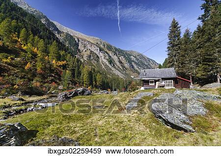 Stock Photo - "Schwarzbrunn Alm, hunting lodge, Voldertal Valley, Tyrol, Austria, Europe". Fotosearch