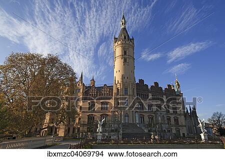 "Schwerin Castle, built from 1845 to 1857, romantic Historicism, Schwerin, Mecklenburg-Western Pomerania, Germany, Europe" View Large Photo Image Picture - "Schwerin Castle, built from 1845 to 1857, romantic Historicism, Schwerin, Mecklenburg-Western Pomerania, Germany, Europe". Fotosearch