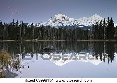 "Scott Lake with Three Sisters, Eugene, Oregon, United States, North America" View Large Photo Image Picture - "Scott Lake with Three Sisters, Eugene, Oregon, United States, North America". Fotosearch